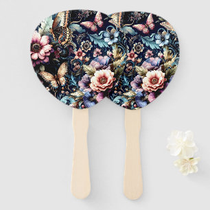 Antike Frühlingsblumen und Schmetterlinge Fächer
