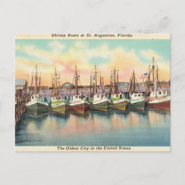Antike Garnelenboote, St. Augustine Florida Postkarte (Vorderseite)