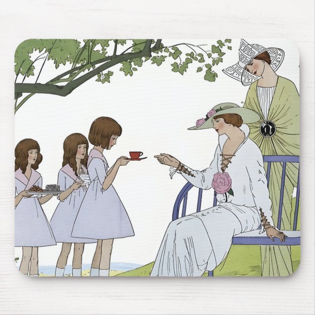 Antike Garten-Teeparty Mousepad (Vorne)