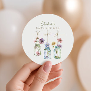 Antike Garten-Wildblumen-Glas-Baby-Party Runder Aufkleber