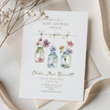 Antike Garten-Wildblumen-Glas-Baby-Shower