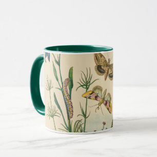 Antike Garteninsekten, Schmetterlinge, Raupen Tasse
