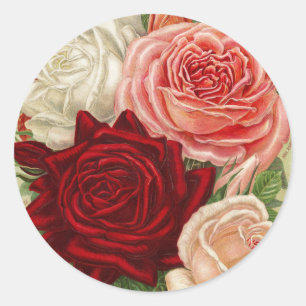 Antike Gartenrosen Runde Aufkleber