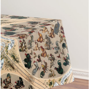 Antike Geflügelfiguren Hühner und Hähne Diagramm Tischdecke