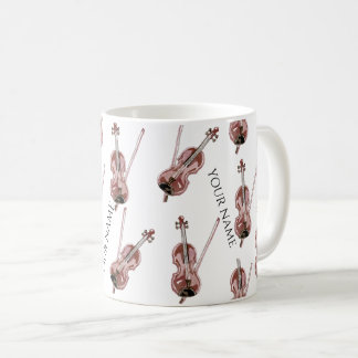 Antike Geige Muster Personalisierte Namens Kaffeet Kaffeetasse
