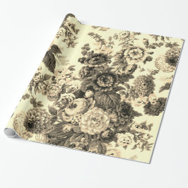 Antike Gelbbraun Vintage Blumenstadt Geschenkpapier