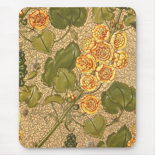 Antike gelbe Blumen Mousepad (Vorne)