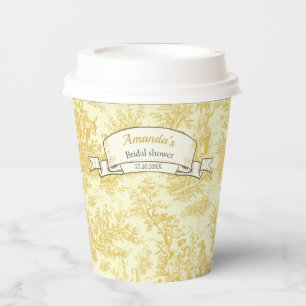 Antike gelbe Blumen-Toile-de-Jouy-Dusche Pappbecher