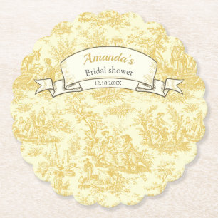 Antike gelbe Blumen-Toile-de-Jouy-Dusche Untersetzer