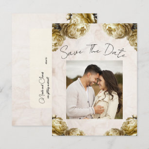 Antike gelbe Pfingstrosen Hochzeit - Save the Date Ankündigungspostkarte