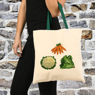 Antike Gemüse; Karotten, Blumenkohl, Salat Tragetasche