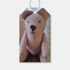 Antike genähte Teddybärfotografie Geschenkanhänger