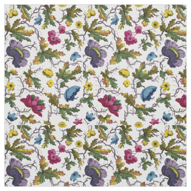 Antike georgianische Ära Blumenmuster Print Stoff (Muster)