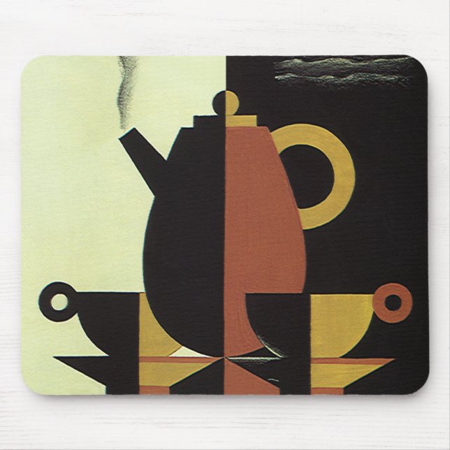 Antike Getränke Kaffee-Kanne mit Tassen Mousepad (Vorne)