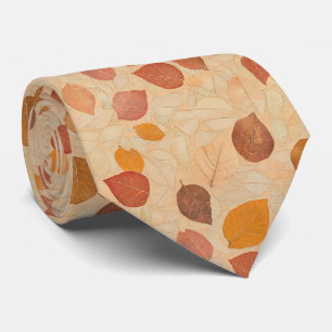 Antike getrocknete Herbstblätter Gold Orange Rot B Krawatte