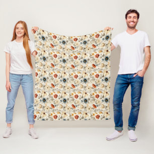 Antike getrocknete Wildblume Navy Terrakotta Fleecedecke