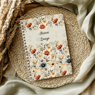Antike getrocknete Wildblume Navy-Terrakotta Notizbuch