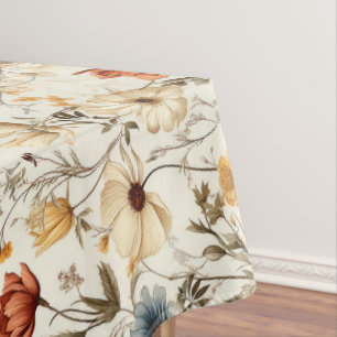 Antike getrocknete Wildblume Navy Terrakotta Tischdecke