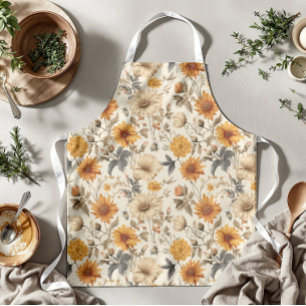 Antike getrocknete Wildblumen-Creme Orangebraun Schürze