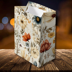 Antike getrocknete Wildblumen Navy Terrakotta Mittlere Geschenktüte