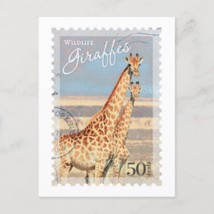 Antike Giraffen-Briefmarke Postkarte