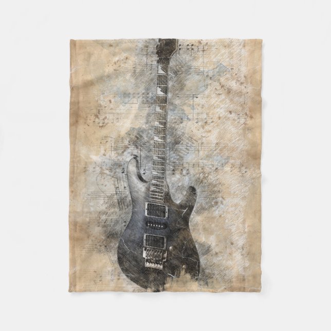 Antike Gitarre Fleecedecke (Vorderseite)