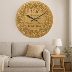 Antike Gold Barock Tulpen 50 Hochzeitsjubiläum Große Wanduhr