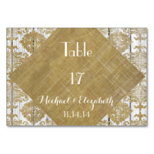 Antike Gold-Damask und Weiße Holz Hochzeit