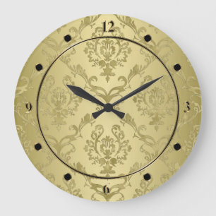Antike Golddamast-Druck-Uhr Große Wanduhr