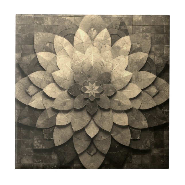 Antike Golden Mandala Kunst, Blume Fliese (Vorderseite)