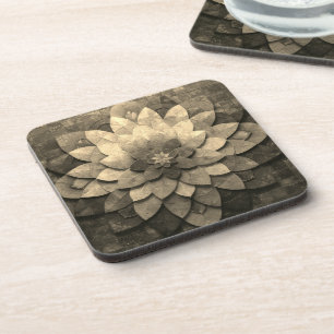 Antike Golden Mandala Kunst, Blume Getränkeuntersetzer