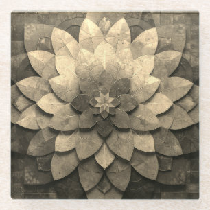 Antike Golden Mandala Kunst, Blume Glasuntersetzer