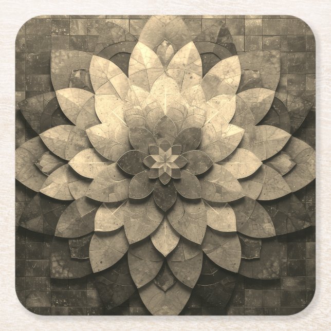 Antike Golden Mandala Kunst, Blume Rechteckiger Pappuntersetzer (Vorderseite)