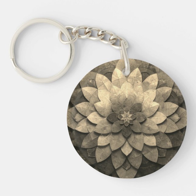 Antike Golden Mandala Kunst, Blume Schlüsselanhänger (Vorderseite)