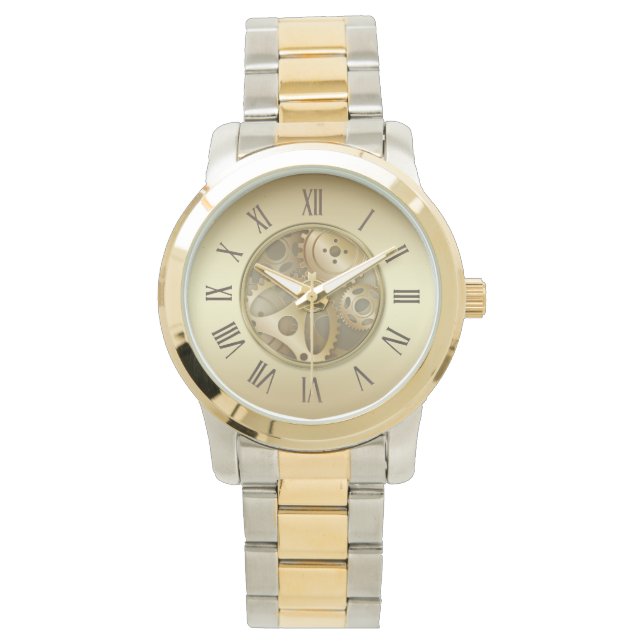 Antike goldene römische Zahlen beobachten Armbanduhr (Vorderseite)