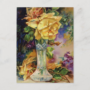 Antike Goldene Rose Postkarte