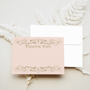 Antike Goldene Vintage-Blush-Hochzeit Mitteilungskarte