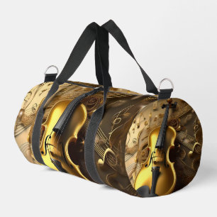 Antike goldene Violine auf goldenen Musikakkorden, Duffle Bag