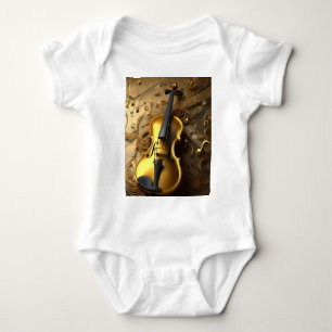 Antike Goldgeige auf goldenen Musikakkorden, Baby Strampler