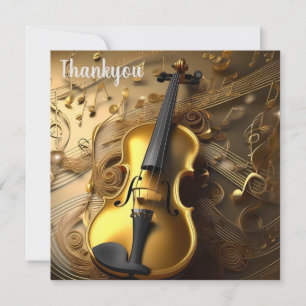 Antike Goldgeige auf goldenen Musikakkorden, Dankeskarte