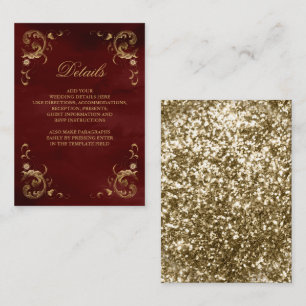 Antike Goldrahmen Burgundy Rote Details Begleitkarte