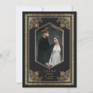 Antike gothische goldene viktorianische Hochzeitsf Dankeskarte