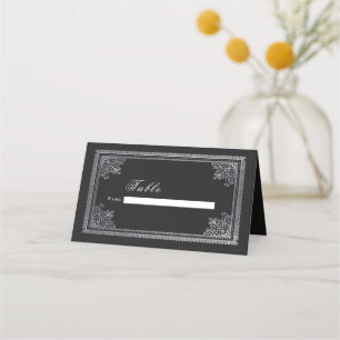 Antike gothische Silber-Victorianische Hochzeit Platzkarte