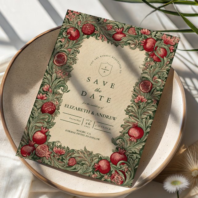 Antike Granatapfel-Gartenhochzeit Save The Date (Von Creator hochgeladen)
