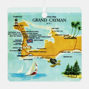 Antike Grand Cayman Karte Ornament Aus Metall
