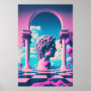Antike Grandeur: Vaporwave-Erkundung der Schönheit Poster