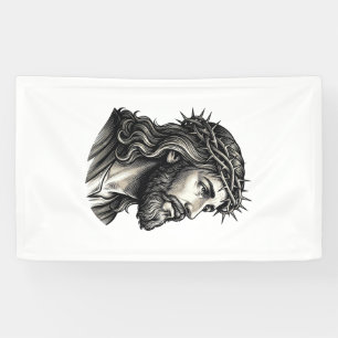 Antike Gravur Dornenkrone Porträt Design_ Banner