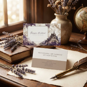 Antike Gravur Lila Blumen Schloss Karte Fantasy