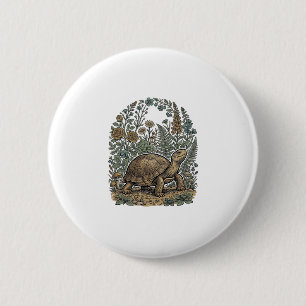 Antike Gravur Schildkröte Botanischer Garten Button