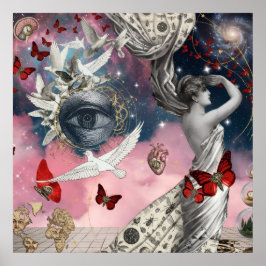 Antike Gravur Surrealer Dadaismus Collage Kunst Poster
